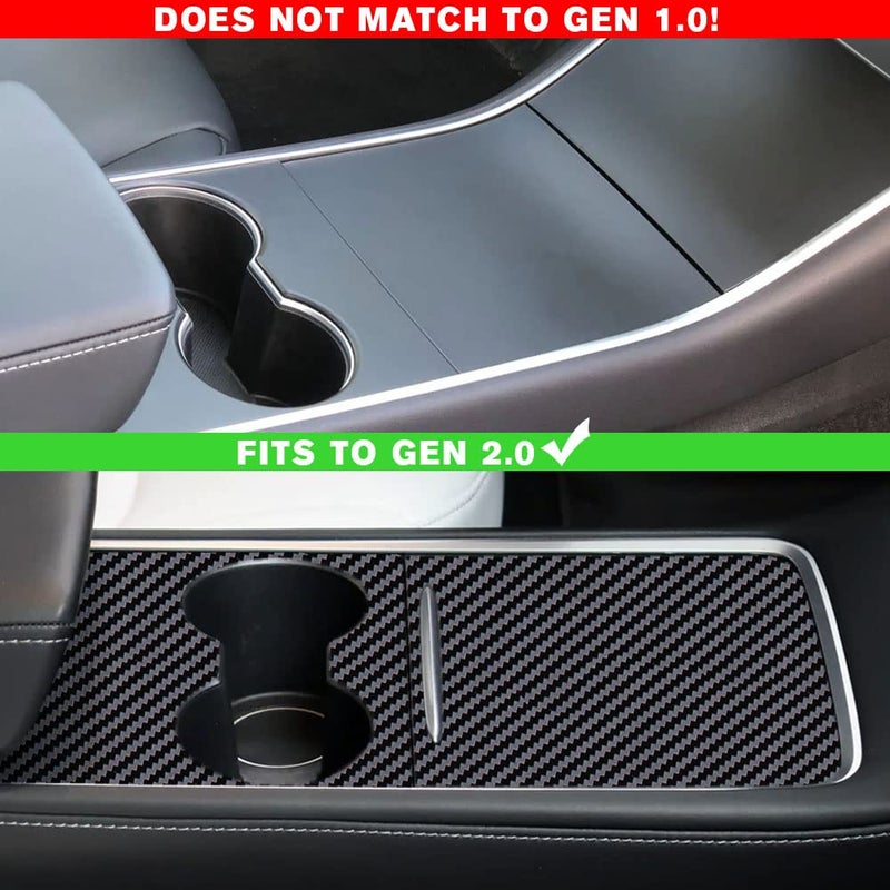 IPG for Tesla Model 3 - Model Y Center Console (Gen2) 2021-23 Wrap Decals Stickers - Emblem Do it Yourself Stickers Set Personalize Your Model 3-Y (Black Carbon Fiber) - Image 3