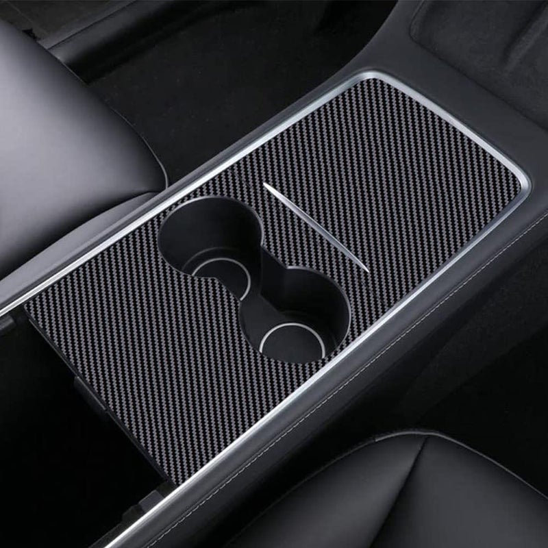 IPG for Tesla Model 3 - Model Y Center Console (Gen2) 2021-23 Wrap Decals Stickers - Emblem Do it Yourself Stickers Set Personalize Your Model 3-Y (Black Carbon Fiber) - Image 2