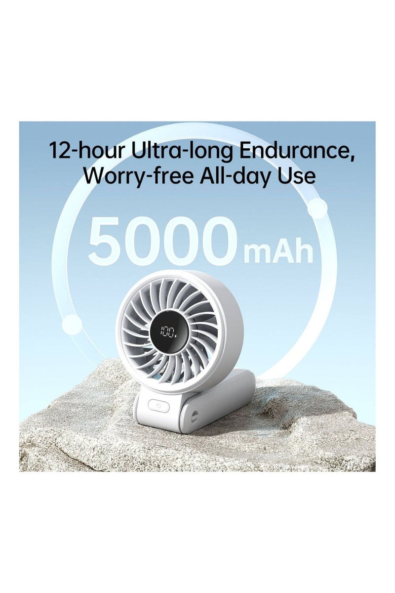 JISULIFE JisuLife Life7 Hand Fan, 5000 RPM Motor Speed, 5 Speeds Wind, 12-Blade Aerospace-Grade Fan Blade, Smart Digital LED Technology, 5000mAh Battery, 19.5h Battery Life, Black | Life7 - Image 5