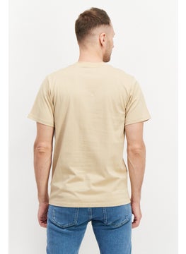 Esprit x Rest and Recreation Men Crew Neck Short Sleeve Graphic Printed T-Shirt, Beige  - Image 2
