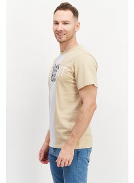 Esprit x Rest and Recreation Men Crew Neck Short Sleeve Graphic Printed T-Shirt, Beige  - Image 4