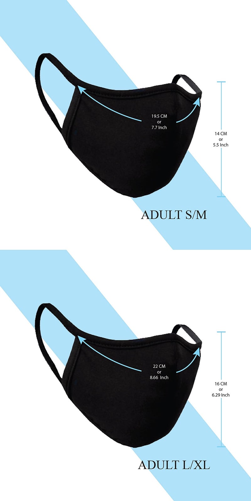SNM Apparels 3-layer Cotton Basic Face Mask (Adult) (Adult L/XL, Black) - Image 4
