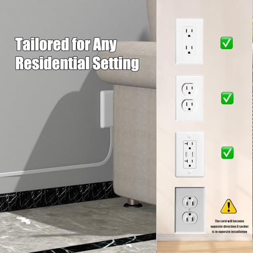 CABOCASA 2 Pack 3FT Flat Plug Extension Cord Power Strip with 3 Outlets, Patented Detachable Ultra-Thin Outlet Cover Concealer & Ultra-Flat Plug, Max. 13A 125V 1625W ETL Listed, White Color - Image 5