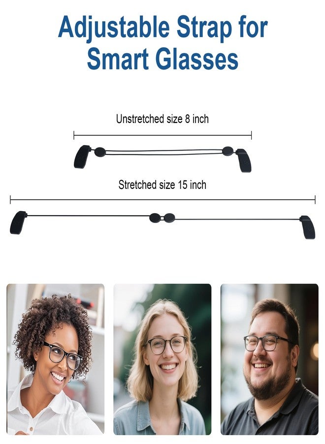 RCstyle HiBloks 2Pcs Adjustable Eyeglass Strap Compatible with Ray-Ban Meta Gen 2 & Oakley Meta HSTN Accessories, No Tail Sunglasses Strap, Eyewear String Holder for Meta Smart Glasses (15 Inch, Black) - Image 3