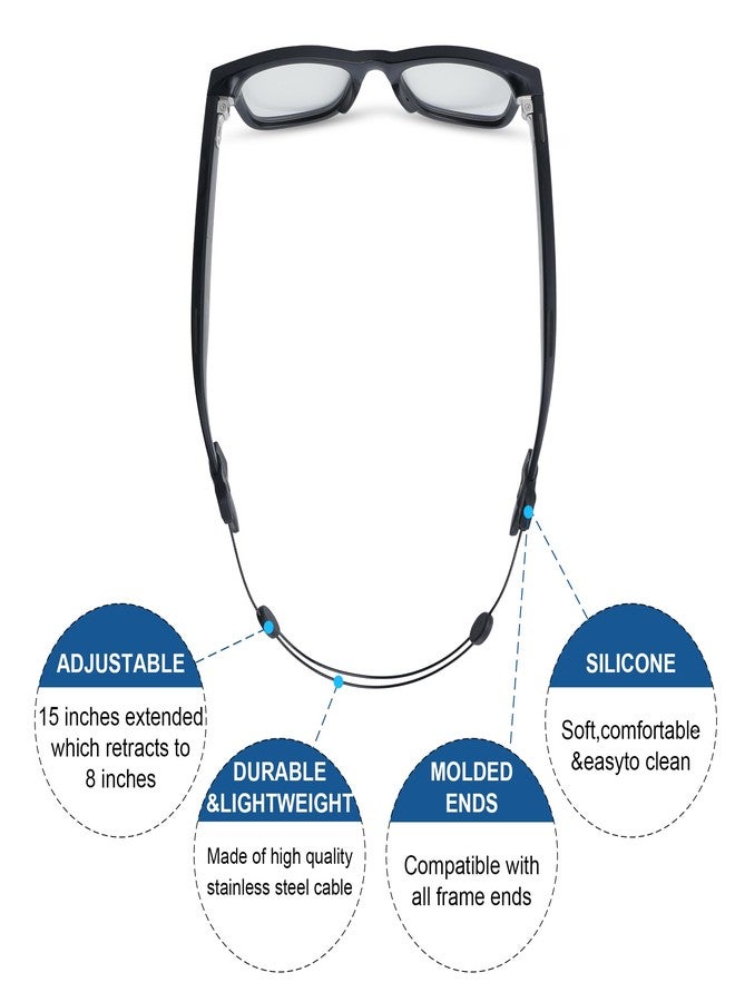 RCstyle HiBloks 2Pcs Adjustable Eyeglass Strap Compatible with Ray-Ban Meta Gen 2 & Oakley Meta HSTN Accessories, No Tail Sunglasses Strap, Eyewear String Holder for Meta Smart Glasses (15 Inch, Black) - Image 4