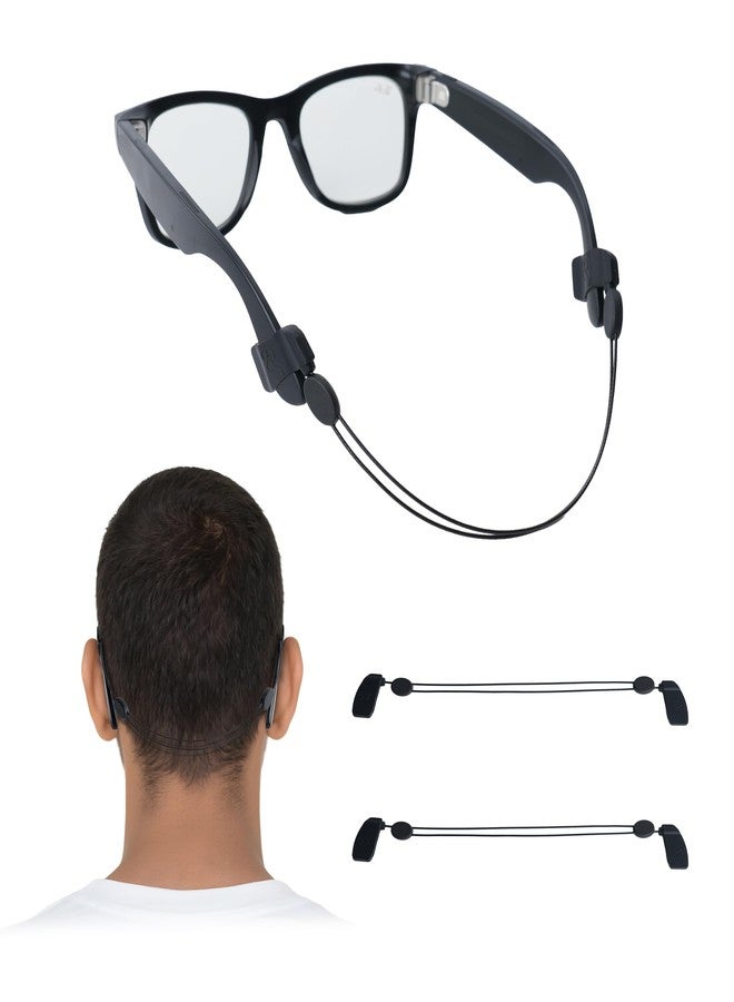 RCstyle HiBloks 2Pcs Adjustable Eyeglass Strap Compatible with Ray-Ban Meta Gen 2 & Oakley Meta HSTN Accessories, No Tail Sunglasses Strap, Eyewear String Holder for Meta Smart Glasses (15 Inch, Black) - Image 1