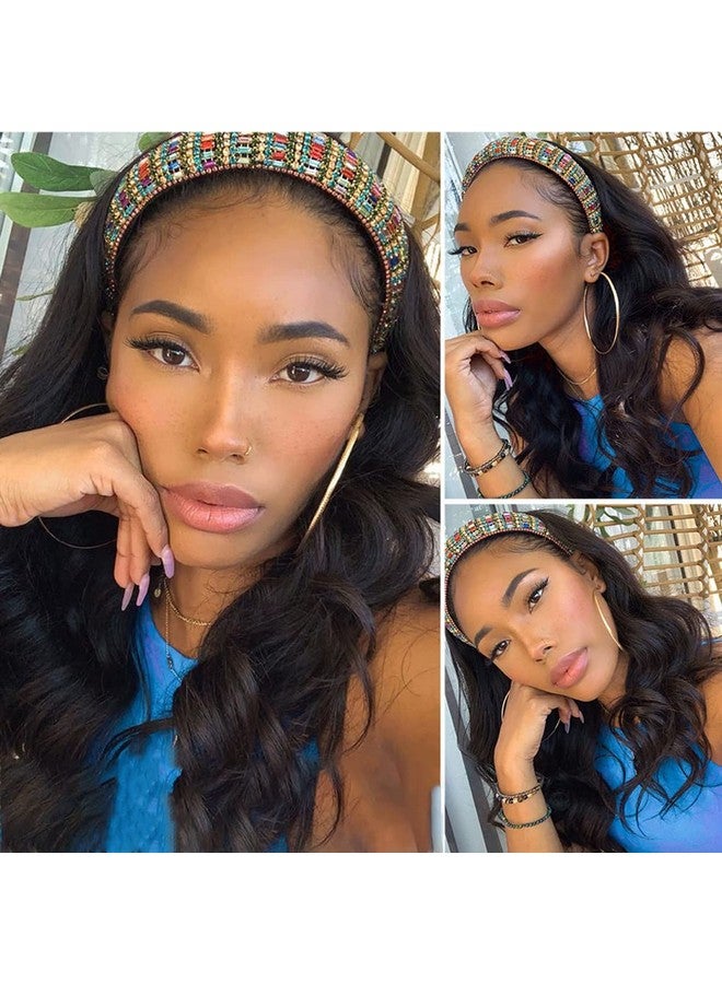 HighEr Headband Wig Human Hair Body Wave 16 Inch Glueless None Lace Front Wig Brazilian Virgin Hair Wear And Go Wigs For Black Women 150% Density Wigs Natural Black Color - Image 3
