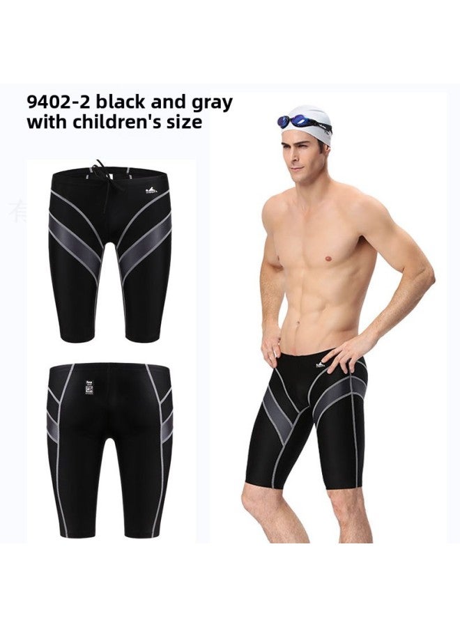 Loquat Yingfa Waterproof Chlorine-resistant Quick-drying Competition Racing Professional Training Five-point Knee-length Swimming Trunks 9402 Swimming Union Certification-Color:9402-2- - Image 1