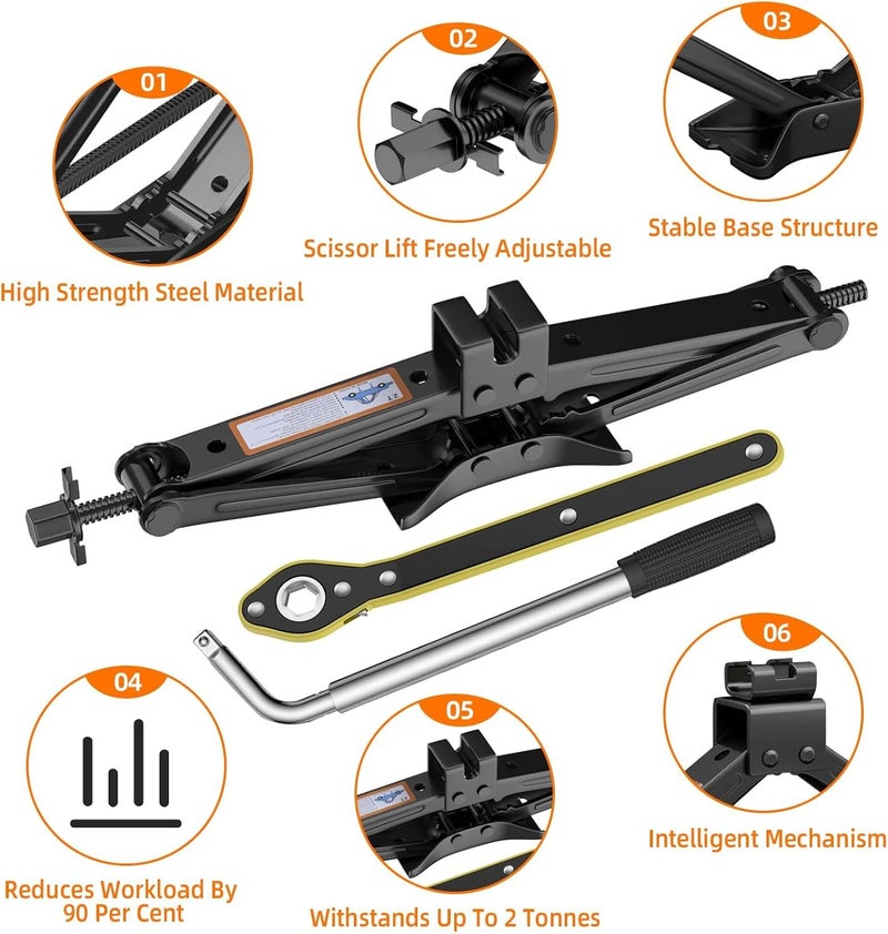 Scissor Car Jack Kit with Lug Wrench, 2 Ton (4409 lbs) Universal for SUV and Car - Image 4