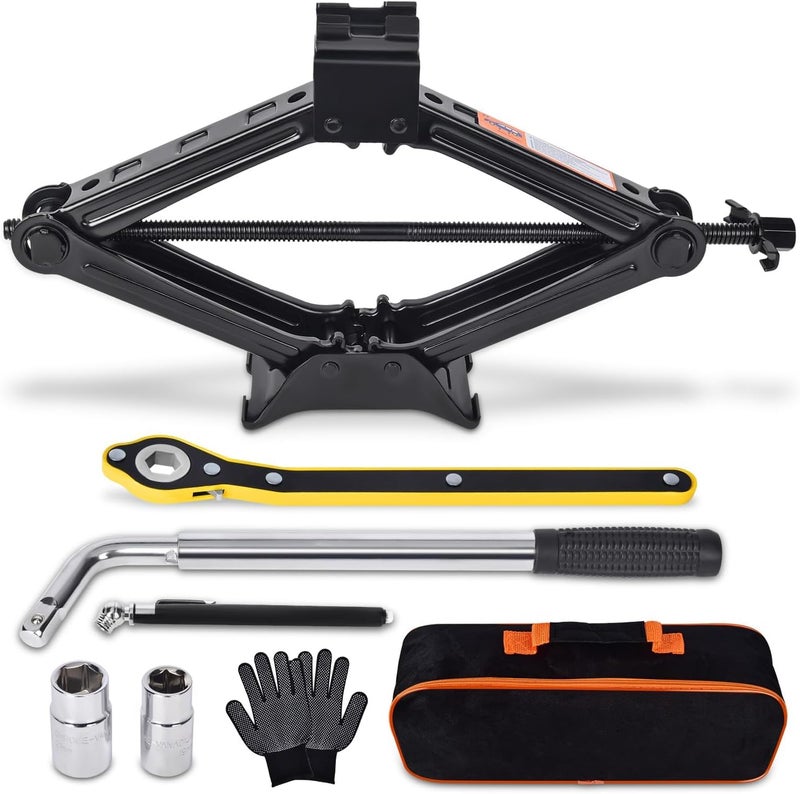 Scissor Car Jack Kit with Lug Wrench, 2 Ton (4409 lbs) Universal for SUV and Car - Image 1