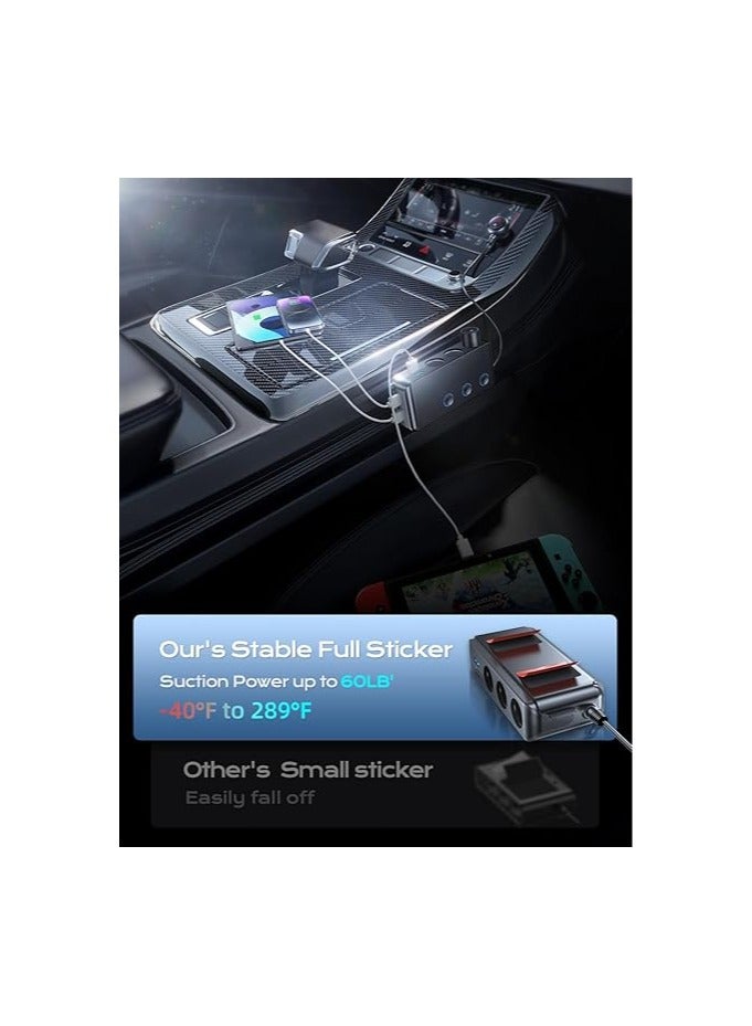 Adapter Splitter, 180W12V/24V 3-Socket Power Splitter DC Outlet with 8.5A 4 USB Ports Multifunction Car Charger, LED Display Voltage, QUICK CHARGE 3.0【Upgraded Version】On Off Switch - Image 4