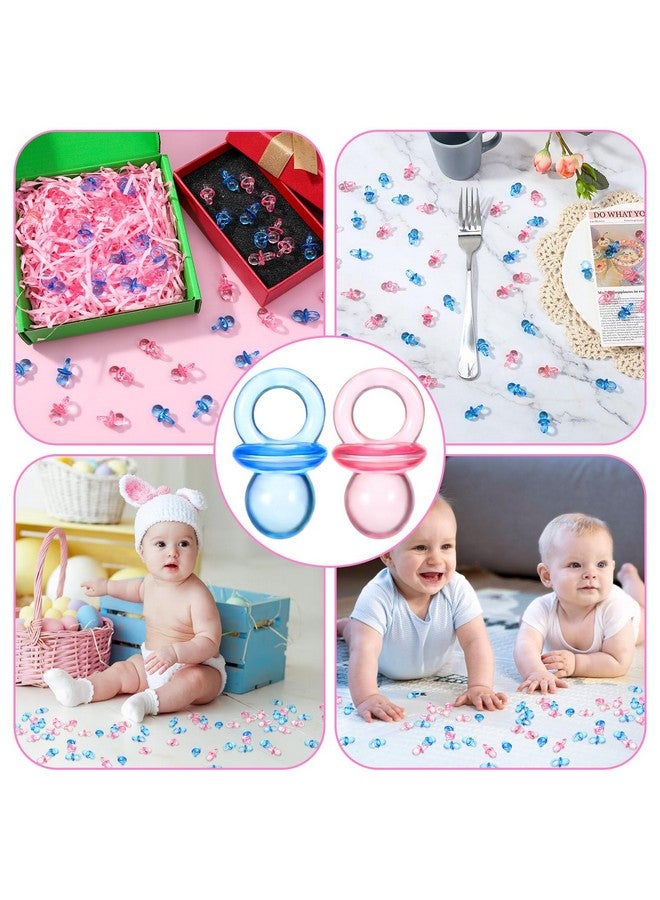 Amabro 100Pcs Mini Acrylic Pacifiers, Small Pacifiers Confetti Table Scatter Decoration Baby Party Boy Girl Gender Reveal Birthday Favors Table Decor Baby Shower Game Supplies - Image 5