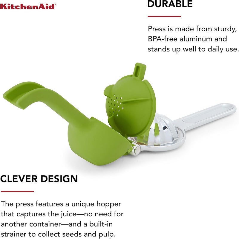 KitchenAid Citrus Juice Press Squeezer for Lemons and Limes with Seed Catcher and Pour Spout, 8 Inch - Image 4