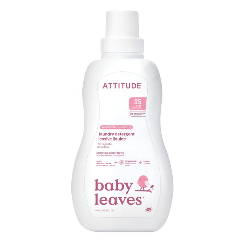 ATTITUDE Baby Laundry Detergent, EWG Verified, Plant and Mineral-Based Formula, HE Compatible, Vegan Household Products, Unscented, 35 Loads, 35.5 Fl Oz - Image 1