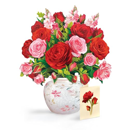 Freshcut Paper Mini Blooming Roses – 2 Pack of 6 Inch Life-Sized 3D Pop Up Cards – Anniversary, Valentine's Day, Mothers Day, Thank You, Gifts for Mom and Her – Includes Notecard and Envelope - Image 1