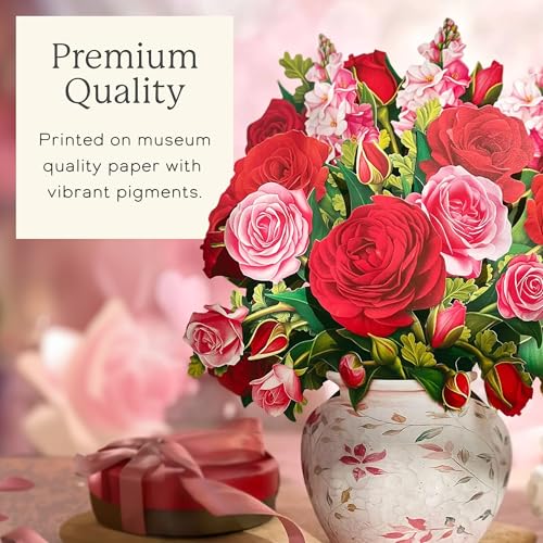 Freshcut Paper Mini Blooming Roses – 2 Pack of 6 Inch Life-Sized 3D Pop Up Cards – Anniversary, Valentine's Day, Mothers Day, Thank You, Gifts for Mom and Her – Includes Notecard and Envelope - Image 5