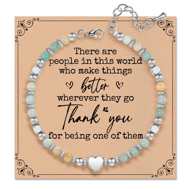 ZOKCC Thank You Bracelet Gifts for Women: Inspirational Natural Stone Beads Bracelet - Birthday Appreciation Gifts for Women Teacher Coworker Friends Employee - Image 1
