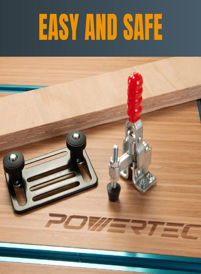 باورتيك مشبك تثبيت POWERTEC، عبوة واحدة، سعة تحمل 200 رطل، 12050 مشبكًا رأسيًا سريع الفك مع طرف ضغط مطاطي مانع للانزلاق، مناسب لأدوات النجارة والتركيبات، واللحام، ومثقاب الحفر، وزلاجة القطع المتقاطع (20303) - Image 3