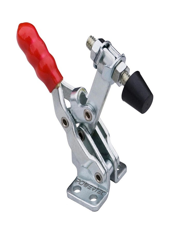 باورتيك مشبك تثبيت POWERTEC، عبوة واحدة، سعة تحمل 200 رطل، 12050 مشبكًا رأسيًا سريع الفك مع طرف ضغط مطاطي مانع للانزلاق، مناسب لأدوات النجارة والتركيبات، واللحام، ومثقاب الحفر، وزلاجة القطع المتقاطع (20303) - Image 1