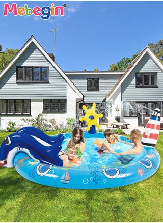 203*152*64cm Kiddie Pool, Thicken Wear-Resistant Swimming Pool with Water Slide, Kiddie Inflatable Play Center with Spray Water, Easy to Set up and Storage, Suitable for Backyard, Garden, Beach and Summer Party - pzsku/Z602227606041733DC0EBZ/45/_/1734160963/a688fefa-66e3-4cd5-be8b-d17e52ee1e26
