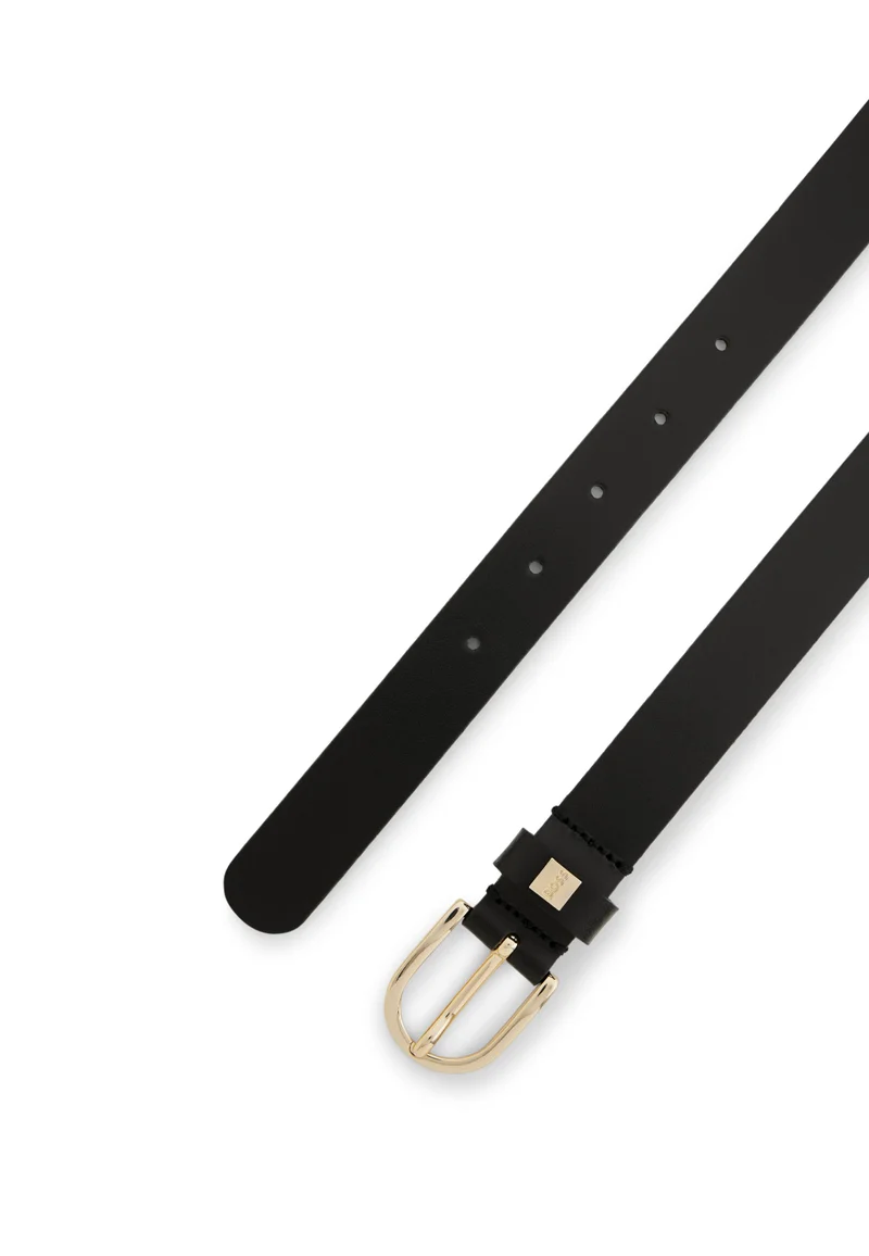 BOSS Italian-leather belt with gold-tone buckle