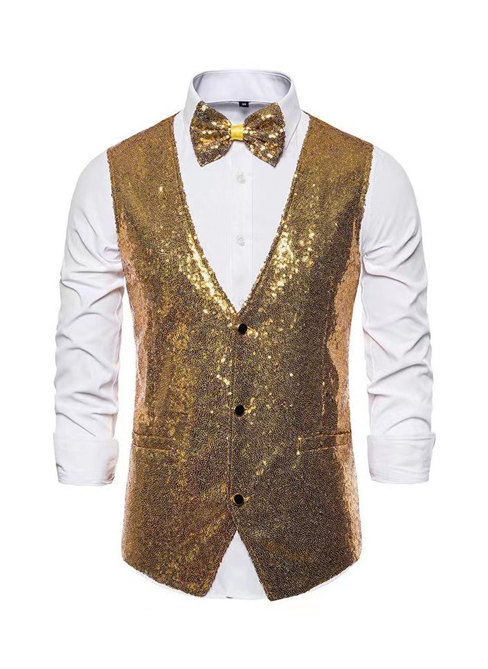 KUYING New Men's Fashionable Sequined Suit Vest  - Image 1