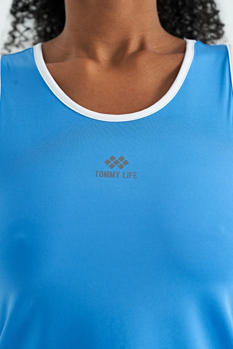 Tommy Life Saks Logo Printed Bias Stripe Standard Fit Women's Sports Tank Top - 97255