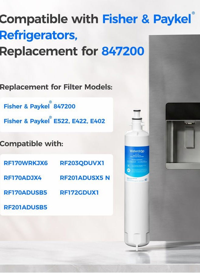 Waterdrop 847200 Refrigerator Water Filter Replacement for Fisher & Paykel Water Filter 847200, 3 Filters - Image 5