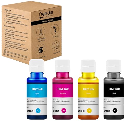 needle ; Pin point precision Needle 4x70gms GT52/GT53 Compatible Refill Ink | Made in India | for HP 5810 5811 5820 5821 115 116 117 310 315 319 410 415 416 419 457 Printers (CMYK) - Image 2