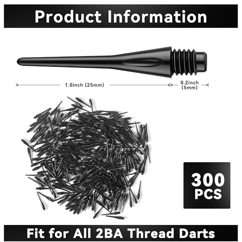 Vastarsky 300 Pack 2BA Thread Plastic Tip Dart Points, Premium Soft Dart Tips Replacement, Dart Accessories Set - Image 2