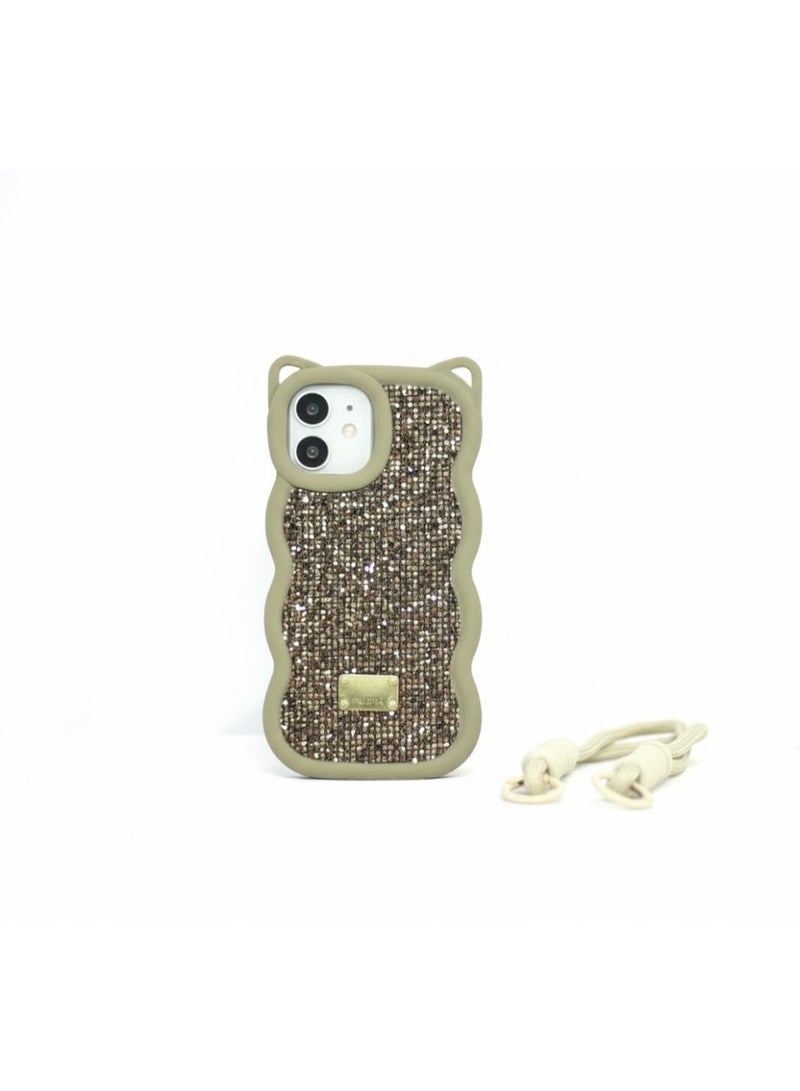 Diamond silicone case with sunny velvet lining for iphone 12 (lite brwon)