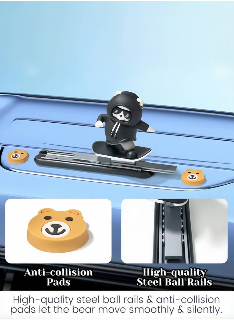 Hiras Car Decorations Sliding Bear Car Accessories Skateboard Bear Fashionable Funny Cute Home Decoration Car Ornaments Car Interior Decoration Ornaments Supplies  - Image 4