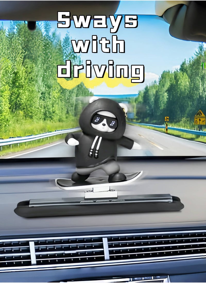 Hiras Car Decorations Sliding Bear Car Accessories Skateboard Bear Fashionable Funny Cute Home Decoration Car Ornaments Car Interior Decoration Ornaments Supplies  - Image 1