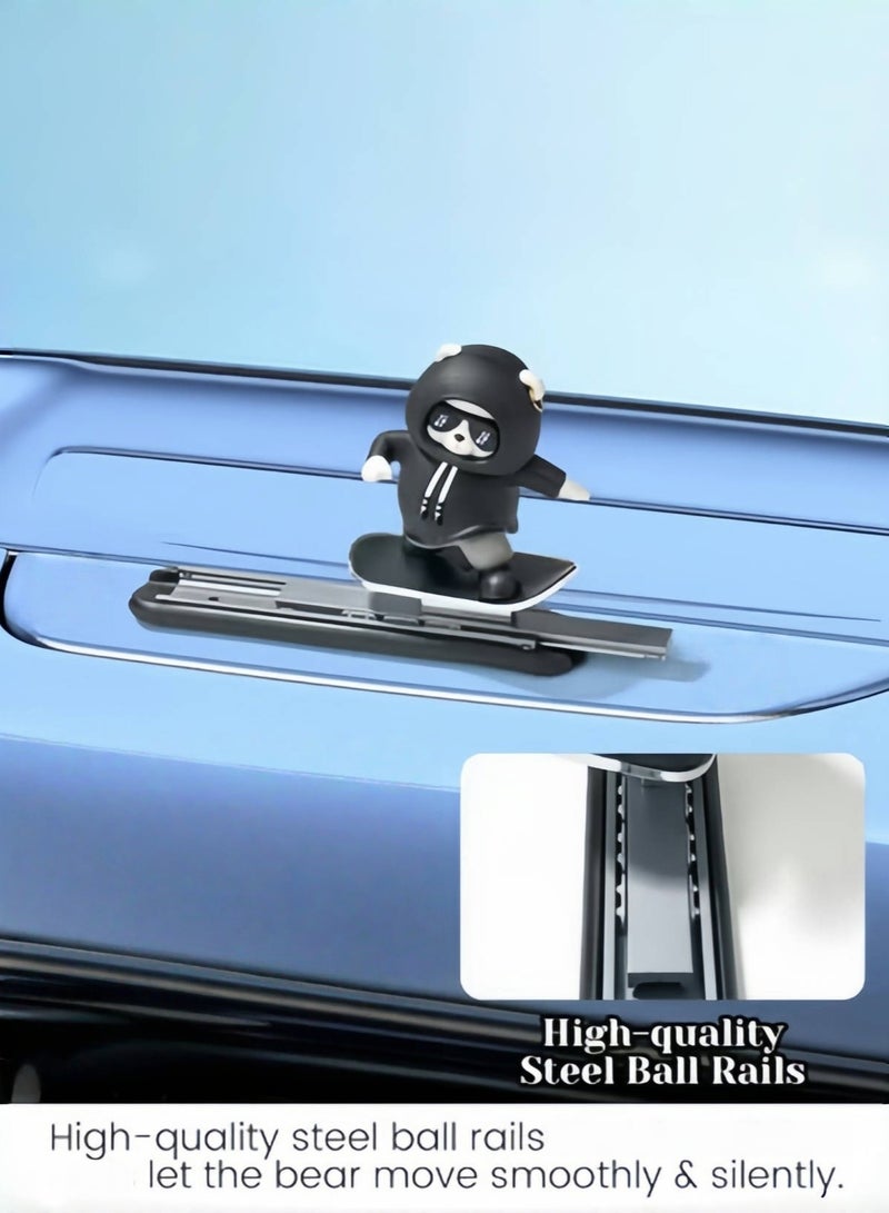 Hiras Car Decorations Sliding Bear Car Accessories Skateboard Bear Fashionable Funny Cute Home Decoration Car Ornaments Car Interior Decoration Ornaments Supplies  - Image 4