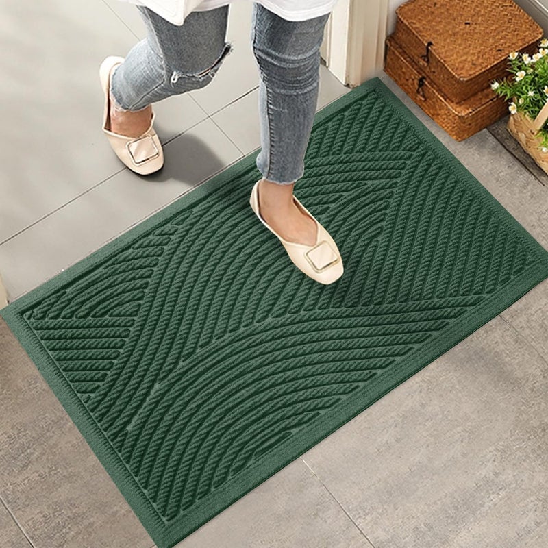 HIYARD Sturdy Front Door Mat, Absorbent Muddy Dirt Resist Welcome Door Mats Outdoor Indoor, Stain and Fade Resistant, Non-Slip Backing Entry Mat Low Profile Doormat for Entryway, 29Ã—17, Green - Image 1