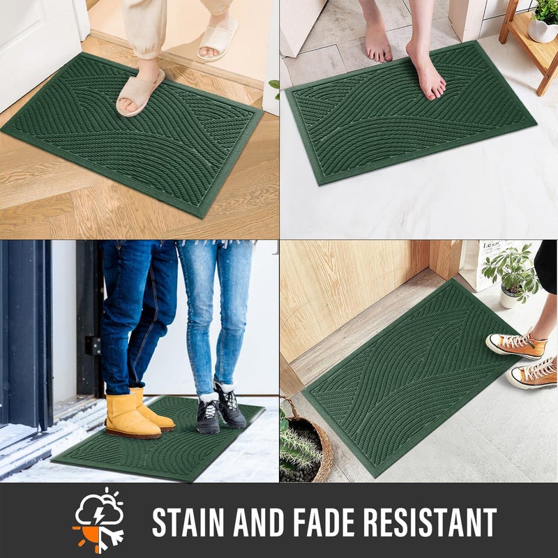 HIYARD Sturdy Front Door Mat, Absorbent Muddy Dirt Resist Welcome Door Mats Outdoor Indoor, Stain and Fade Resistant, Non-Slip Backing Entry Mat Low Profile Doormat for Entryway, 29Ã—17, Green - Image 4