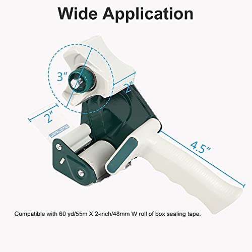 JARLINK Packing Tape Dispenser Gun (2 Pack) with 2 Rolls Tape, 2 inches Lightweight Industrial Side Loading Tape Dispenser for Shipping Packaging Moving Sealing (Grey & Green) - Image 3