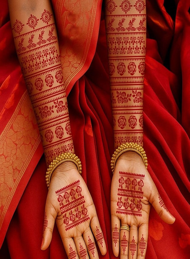VANVATI Intricate Bridal Mehndi Stencil Sticker Featuring Henna-Inspired Designs - Image 5
