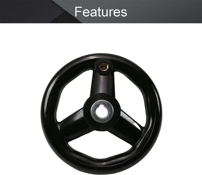 Othmro 1Pcs Round Three Hand Wheel 0.47in Center Hole Diameter 4.92in Handwheel Diameter Black PP 3 Spoked Lathe Handwheel Hand Wheel with Revolving Handle for Milling Machine Lathes Grinders - Image 3