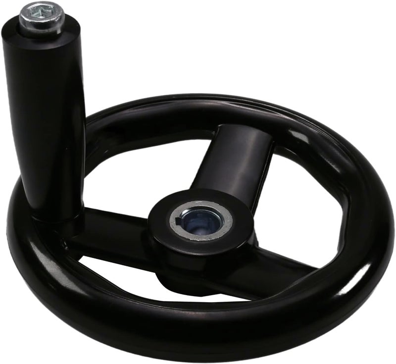 Othmro 1Pcs Round Three Hand Wheel 0.47in Center Hole Diameter 4.92in Handwheel Diameter Black PP 3 Spoked Lathe Handwheel Hand Wheel with Revolving Handle for Milling Machine Lathes Grinders - Image 5