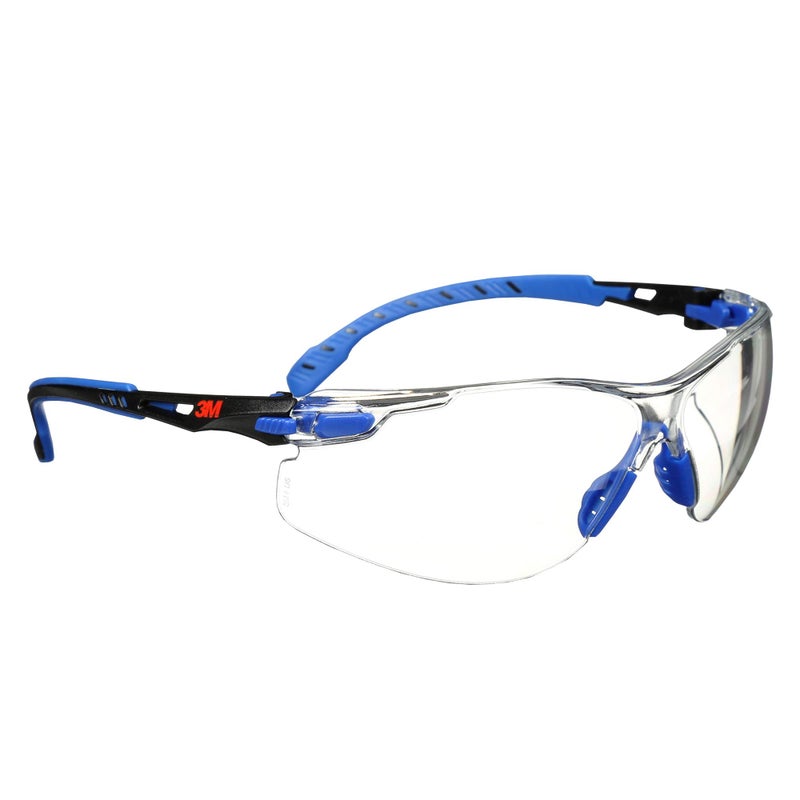 3M Safety Glasses, Solus 1000 Series, ANSI Z87, Scotchgard Anti-Fog, Clear Lens, Low Profile, Blue/Black Frame - Image 4