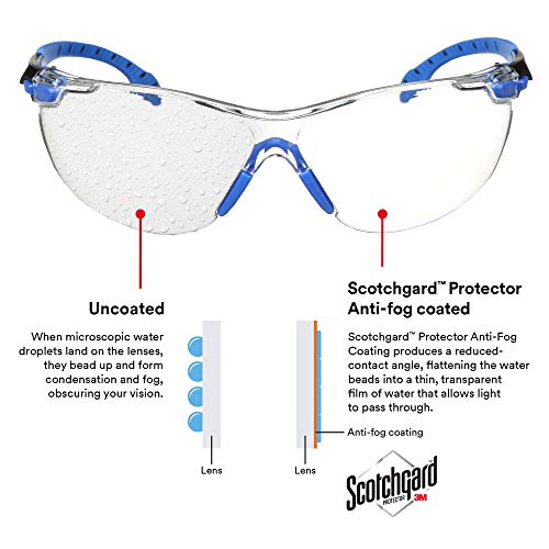 3M Safety Glasses, Solus 1000 Series, ANSI Z87, Scotchgard Anti-Fog, Clear Lens, Low Profile, Blue/Black Frame - Image 5