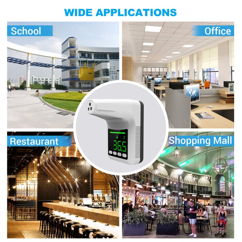 Non-Contact Digital Forehead Thermometer Wall-Mounted Infrared Thermometer °C / °F Unit Switch 6 languages Voice Broadcast 3-Color Fever Alarm for Office Factories School Shops Restaurants - Image 2