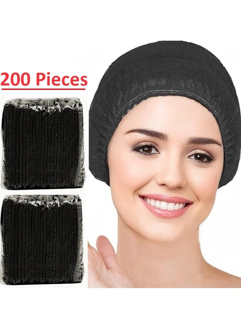 Leboo Disposable Surgical Caps 200 Pieces Black Elastic Hair Net Dust Cover for Food Service Kitchen Use Daily Wear - Image 1