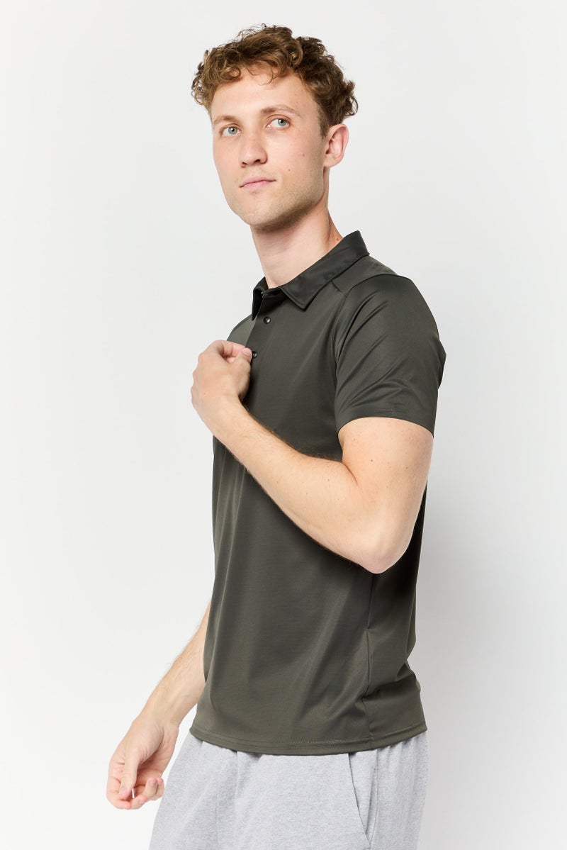 RBX تي شيرت بولو رياضي للرجال بأكمام قصيرة، رمادي غامق - Image 3