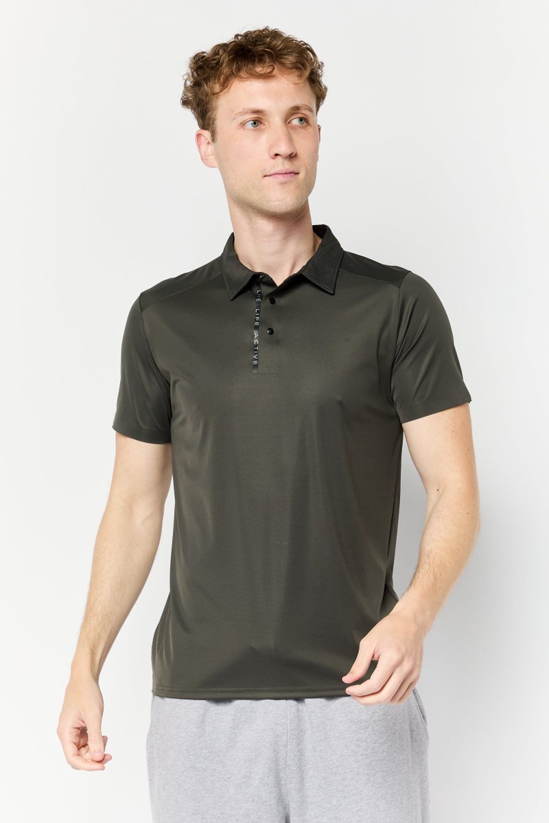 RBX تي شيرت بولو رياضي للرجال بأكمام قصيرة، رمادي غامق - Image 1