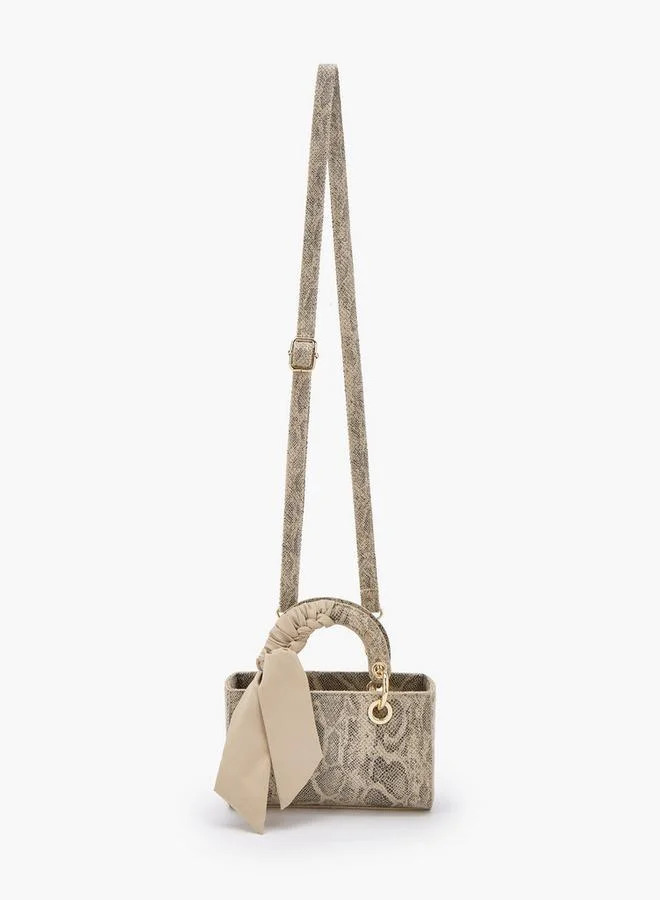 Flora Bella By Shoexpress Animal Print Crossbody Bag With Scarf Accent