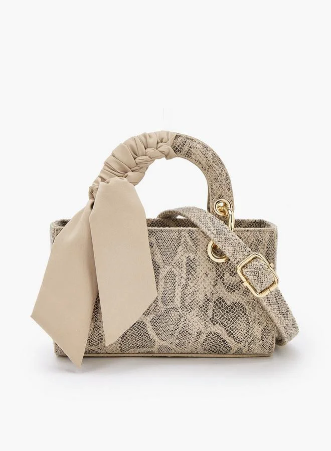 Animal Print Crossbody Bag With Scarf Accent