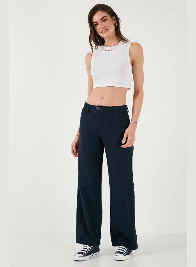 Lela Lela Cotton Standard Fit High Waist Wide Leg Pants Women's TROUSERS 668YP5193