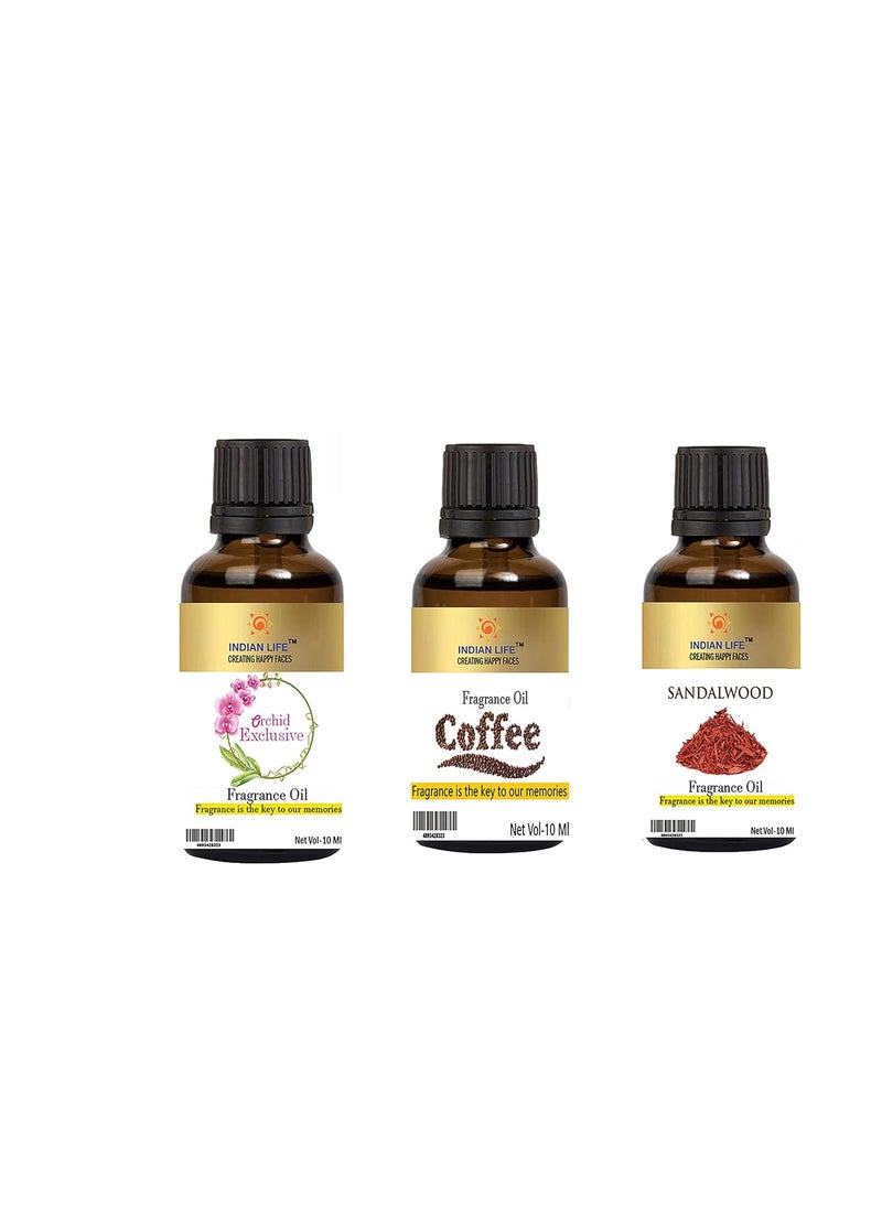INDIANLIFE Indianlife Pure Smell Fragrance Oil Coffee Orchid and Sandalwood For BathbombHerbal Handmade SoapRoom FreshenerDiffusion MeditationPack of 3 30 Ml each  - Image 1
